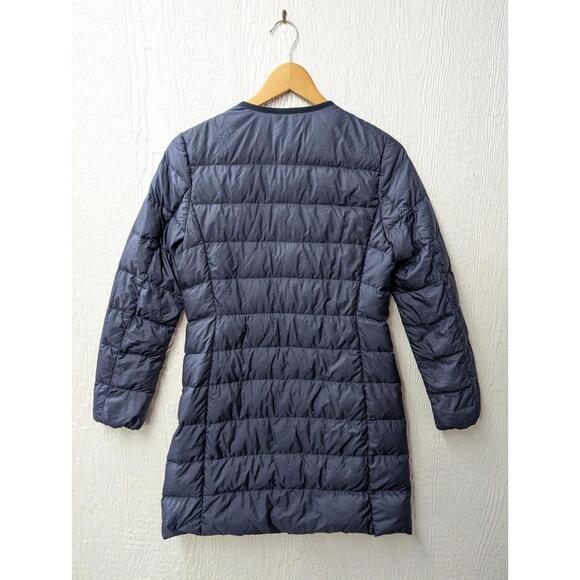 Uniqlo Ultra Light Down Navy Blue Snap Jacket Coat Pockets Travel Lightweight XS - Picture 7 of 7